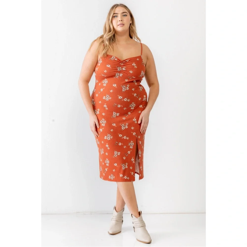 Flawless flower Plus Size print midi dress - Picture 2 of 6